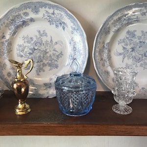 Vintage Beautiful Blue Glass Trinket Dish, Bonbon Dish, Sweet Bowl, Easter Home Decor, Blue Glass Trinket Dish With Lid