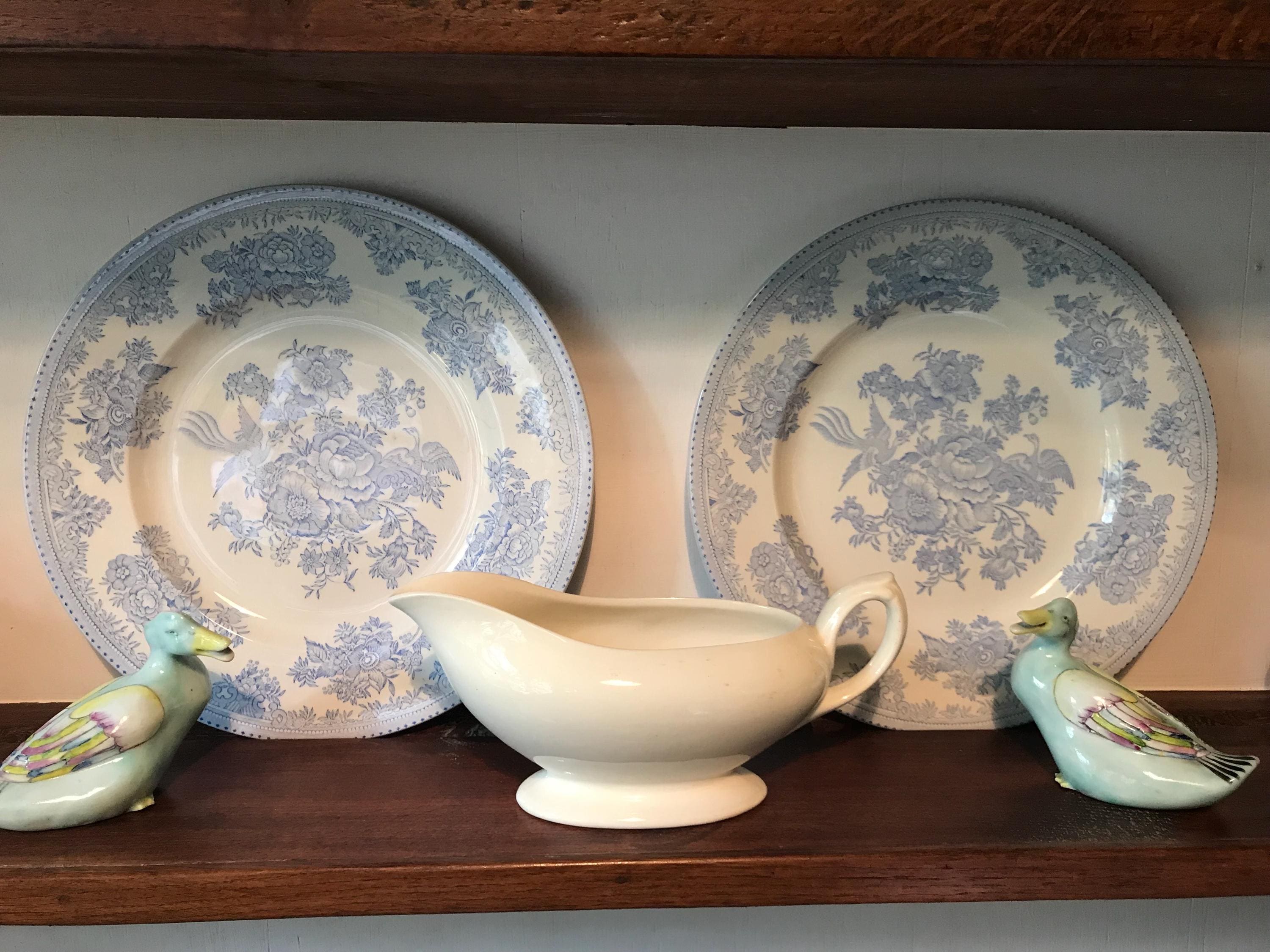 キ*ル様 ①廃番！Plum Asiatic Burleigh 花鳥柄 プレート バーレイ グリーンアジアティックフェザンツ プレート 22cm