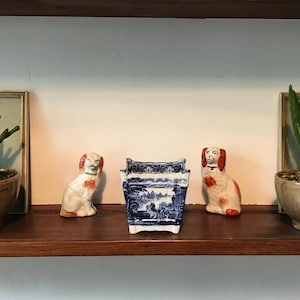 Blue and White Decorative Planter, Cauldon England, Horse Chariot Scene, Small House Plant Planter, Blue Decorative Pot