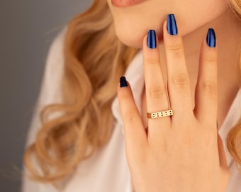 14K Gold Custom Name Ring: Personalized Stackable Jewelry