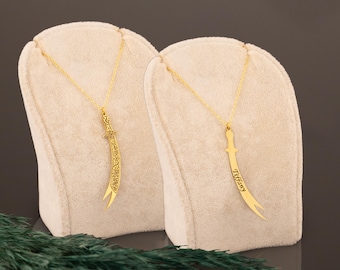 925 Silver Zulfiqar Sword Pendant: Custom Name, Unisex Shia Necklace