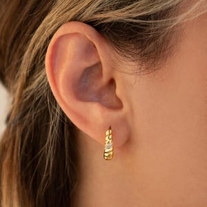 Dainty 14K Gold, Silver or Rose Huggie Earrings with CZ Stones – Handmade Sparkling Gift for Her, Elegant Everyday Minimalist Jewelry, BBF