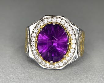 Natural Amethyst Ring Size 9.25 US - Software Desgined Sterling Silver 925