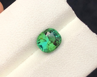 Natural Bluish Green Tourmaline Cushion Cut faceted Loose Gemstone