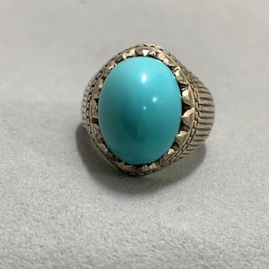 Natural Turqoise Ring vintage Handmade 925 Sterling Silver