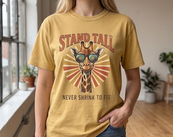 Stand Tall Giraffe Sunburst Graphic T-Shirt | Never Shrink To Fit | Comfort Colors Retro Tee