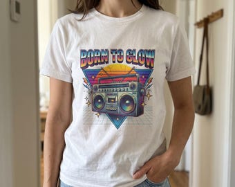 Born to Glow Retro Disco T-Shirt | 70s Neon Dance Graphic Tee