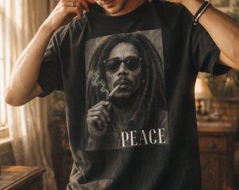 Bob Peace Portrait T-Shirt | Vintage Rasta Music Graphic