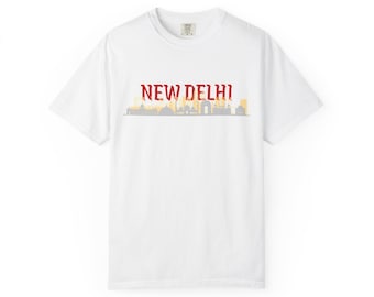 New Delhi Skyline T-Shirt: Unisex Garment-Dyed Cotton Tee
