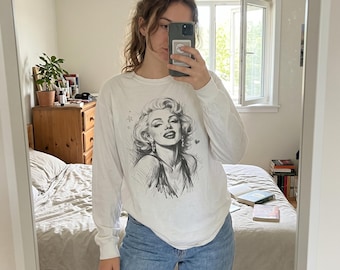 Marilyn Monroe Sketch T-Shirt | Vintage Retro Black White Graphic Tee