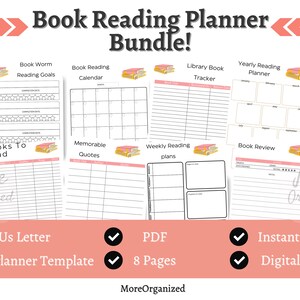 Printable Reading Journal, Reading Log, Book Tracker - PDF Format