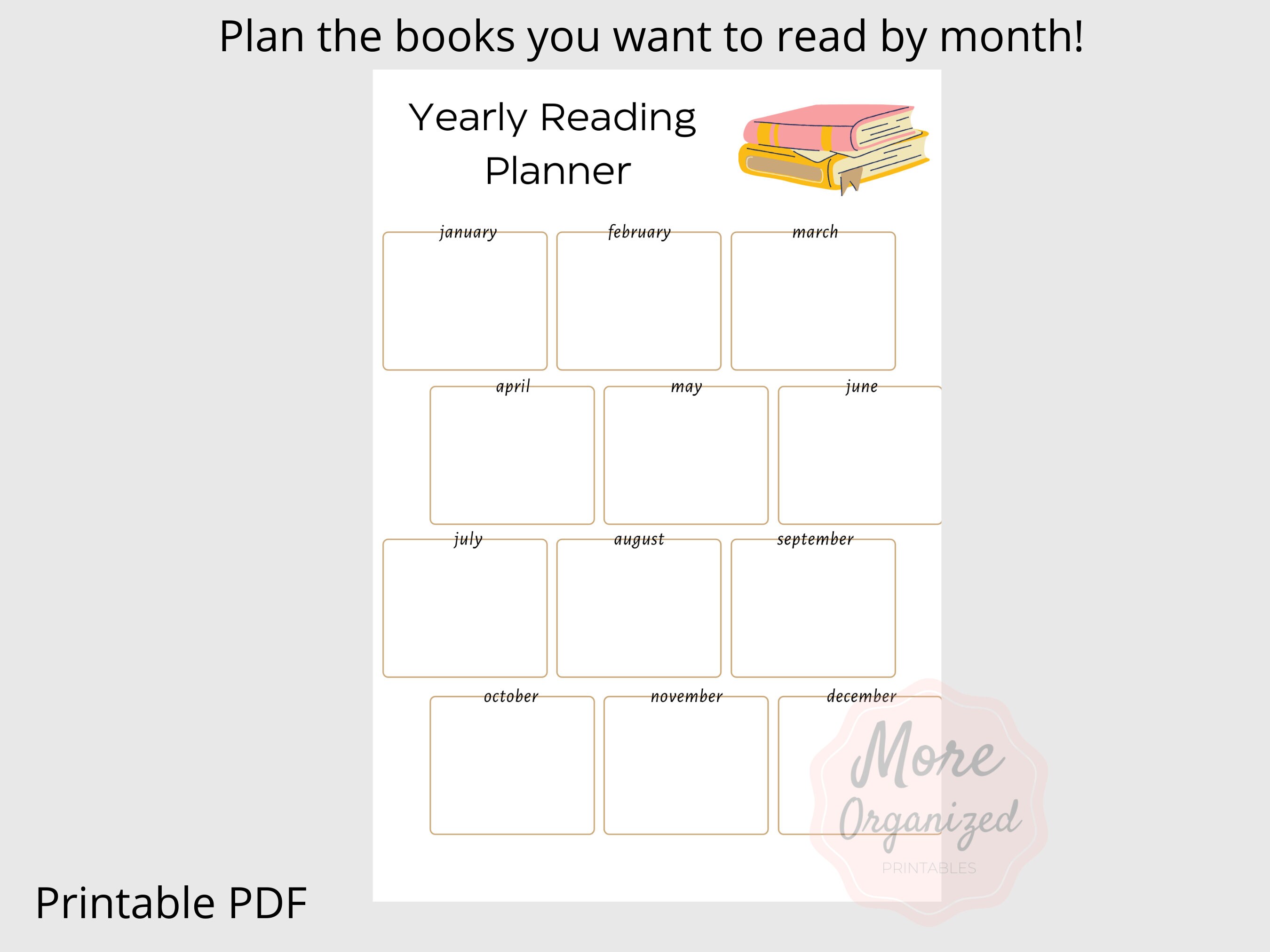Read More Books Yearly Reading Calendar Printable Planner Pdf - Etsy