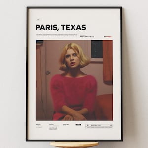 Póster de la película París, Texas / Póster impreso de París, Texas de Wim Wenders / Póster de película de diseño especial / Póster de papel brillante / Idea de póster para regalo