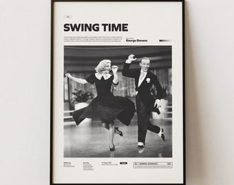 Swing Time Poster, Fred Astaire and Ginger Rogers Film Poster, Musical Movie Print