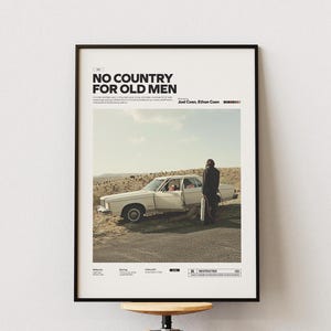 Póster de No Country for Old Men, arte cinematográfico alternativo, impresión cinematográfica de los hermanos Coen, decoración de suspenso neowestern, decoración de habitación cinematográfica