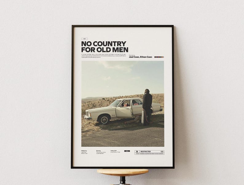 No Country for Old Men Poster, Alternative Movie Art, Coen Brothers Film Print, Neo-Western Thriller Decor,  Cinematic Room Decor