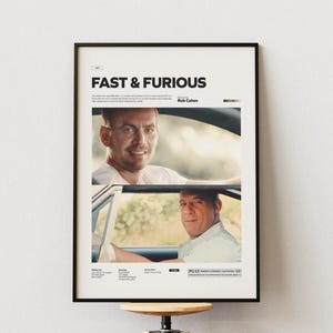 Il poster di Fast and The Furious, Paul Walker e Vin Diesel Iconic Scene Poster Print, Fast and Furious Print, decorazione da parete per film di corse
