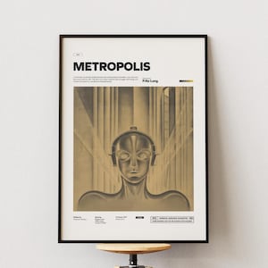 Affiche Metropolis, impression Metropolis du film de Fritz Lang de 1927, affiche du film culte de Brigitte Helm et Alfred Abel, idée d&#39;art mural film