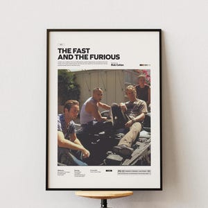 The Fast and the Furious Poster, Paul Walker Poster, Vin Diesel Poster, Rob Cohen Film The Fast and the Furious Print, Movie Wall Art Idea