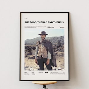 Poster de "Il buono, il brutto e il cattivo", poster di Clint Eastwood, stampa di film western, stampa di film di cowboy, idea per un'opera d'arte murale ispirata a un film cult
