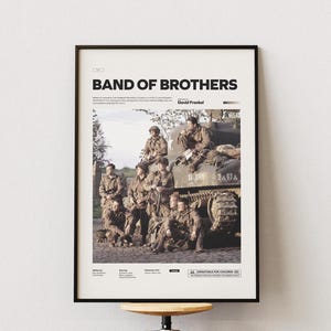 Pôster de Band of Brothers, pôster de filme temático da Segunda Guerra Mundial, impressão de Band of Brothers, arte de parede do exército americano, decoração de parede cinematográfica