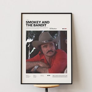 Póster de Smokey and the Bandit / Póster impreso de Burt Reynolds / Póster de diseño especial / Collage de póster de película alternativa, idea de decoración de habitación