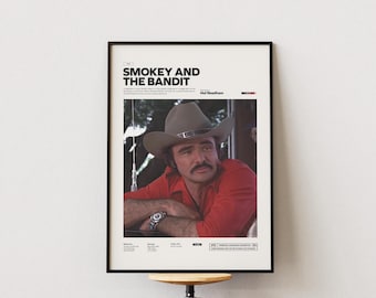 Smokey and the Bandit Poster | Burt Reynolds Poster Print | Special Design Poster | Alternative Movie Poster Collage, Room Decor Idea