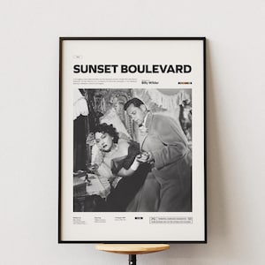 Sunset Boulevard Poster, William Holden Poster, Gloria Swanson Poster, Billy Wilder Film Sunset Boulevard Print, Cult Movie Wall Art Idea