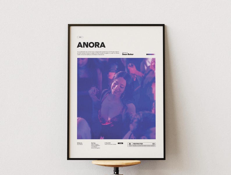 Anora Film Poster, Alternative Movie Art, Oscar Winner Sean Baker's Romantic Drama Print, Mikey Madison Poster Print, Cinematic Room Decor