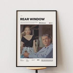 Rear Window Poster, James Stewart and Grace Kelly Poster, Alfred Hitchcock Film Rear Window Print, Cult Movie Wall Decor Idea