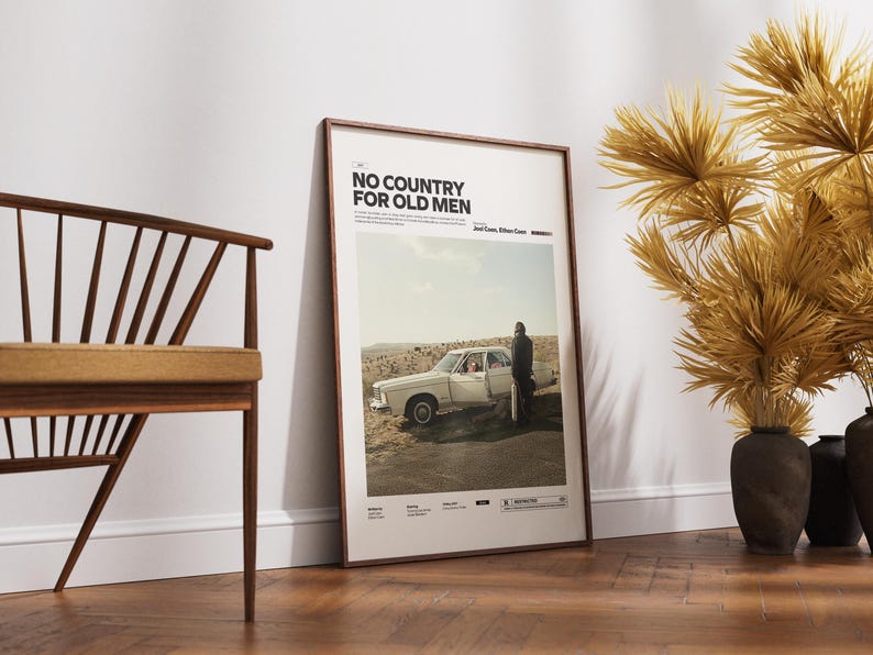 No Country for Old Men Poster, Alternative Movie Art, Coen Brothers Film Print, Neo-Western Thriller Decor,  Cinematic Room Decor