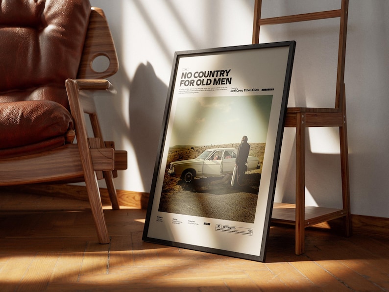 No Country for Old Men Poster, Alternative Movie Art, Coen Brothers Film Print, Neo-Western Thriller Decor,  Cinematic Room Decor