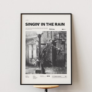 Póster de Cantando bajo la lluvia, icónica película musical romántica, póster impreso de Cantando bajo la lluvia, impresión de la película de Gene Kelly, decoración de pared de películas.