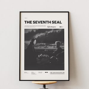Pôster de O Sétimo Selo, gravura de O Sétimo Selo de Ingmar Bergman, pôster de filme cult, ideia de arte de parede para filme famoso, pôster de filme para presente