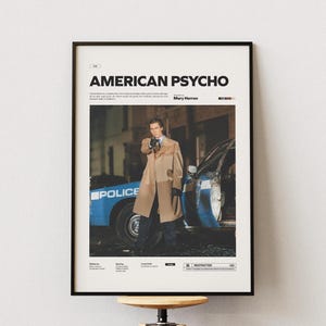 Affiche American Psycho, Christian Bale en affiche impression American Psycho, affiche de film de Mary Harron, idée de décoration murale cinématographique, art mural film