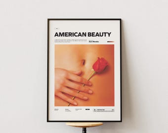 Póster de Belleza Americana, Kevin Spacey y Annette Bening protagonizando Belleza Americana, póster vintage, idea de decoración de pared de película
