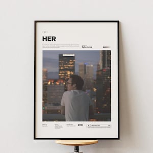 Her Poster, Joaquin Phoenix Poster in Movie Her, Spike Jonze Romance Sci-Fi Film Her Print, Movie Wall Art, Cinematic Wall Decor