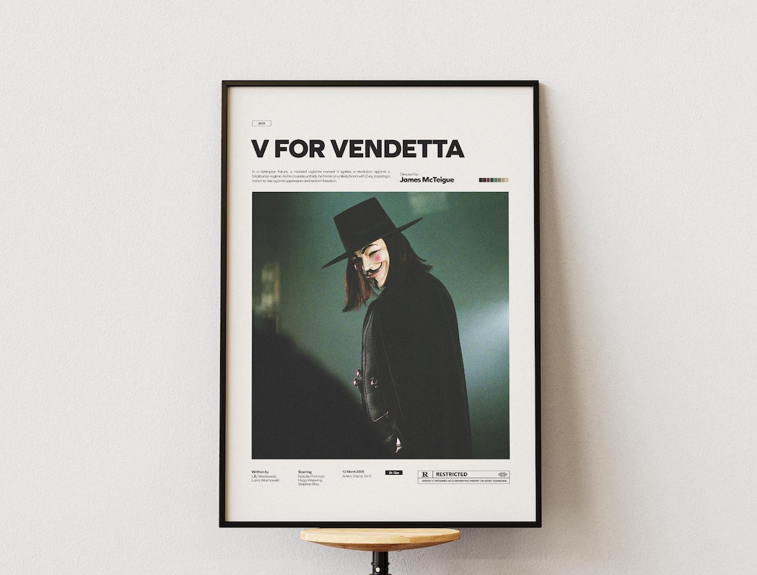 V for Vendetta Movie Poster, Alternative Movie Poster Print, Dystopian ...