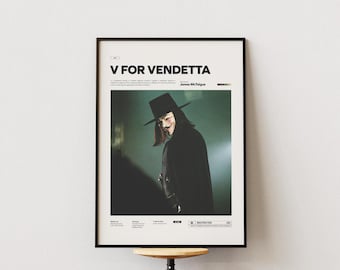 V for Vendetta Movie Poster, Alternative Movie Poster Print, Dystopian Action Film Poster, V for Vendetta Film Print Wall Art