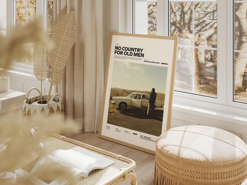 No Country for Old Men Poster, Alternative Movie Art, Coen Brothers Film Print, Neo-Western Thriller Decor,  Cinematic Room Decor
