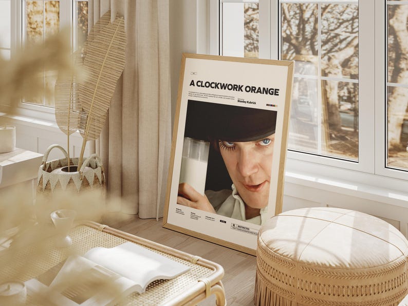 A Clockwork Orange Poster, Stanley Kubrick Film Poster, Malcolm McDowell Poster, A Clockwork Orange Print, Movie Wall Art, Gift Movie Poster