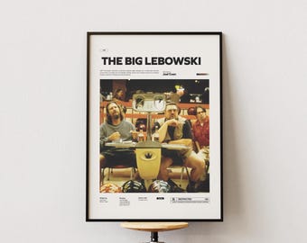 The Big Lebowski Movie Poster, Alternative Movie Poster Print, Jeff Bridges and John Goodman Poster, The Big Lebowski Film Print Wall Art