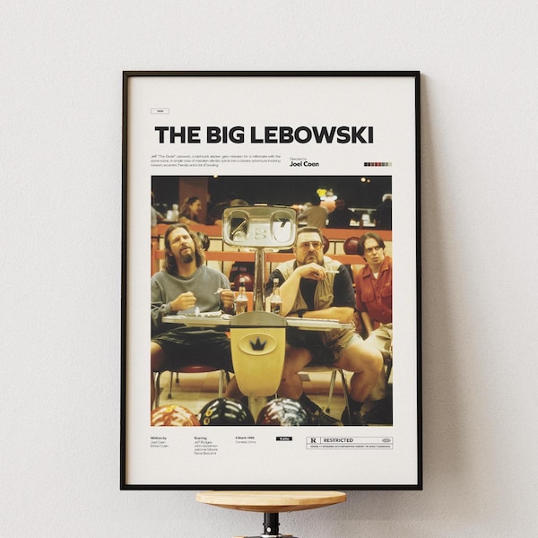 The Big Lebowski Movie Poster, Alternative Movie Poster Print, Jeff Bridges and John Goodman Poster