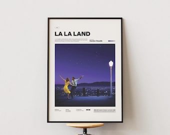 La La Land Poster, Ryan Gosling and Emma Stone Starring La La Land Film Poster Print, Alternative Movie Poster, Cinematic Room Decor