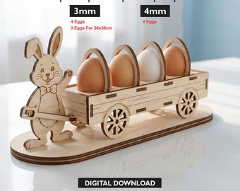 Easter Egg Holder SVG Bundle Laser Cut, Cute Easter Bunny Egg Holder Laser Cut Svg File Glowforge Wooden Easter Egg Holder Basket Decor Home