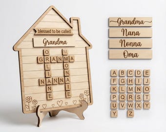 Personalized Mom now Grandma Crossword Scrabble Sign SVG, Gift for Mom, Mothers Day Gifts svg, Glowforge svg files, Laser Cut Files