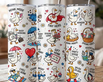 Funny Goose Tumbler Wrap PNG, 20oz Skinny Tumbler PNG, Glitter Effect PNG, Seamless Sublimation Design, Digital Download