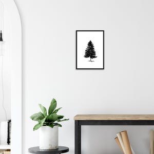 Arte murale con albero di pino in bianco e nero, poster minimalista della foresta, arredamento per la casa scandinavo, arte ispirata alla natura, stampa moderna con cornice, regalo unico