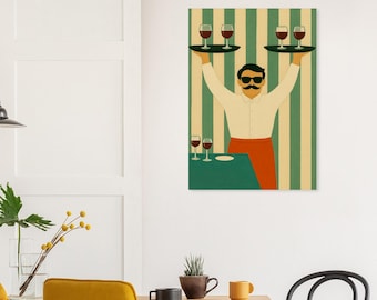 Kellner Kunstdruck: Retro Bar & Küchen Deko