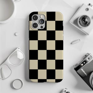 Custodia sottile per telefono a scacchi per iPhone 11, 12, 13, 14, 15, 16, tutti i modelli, colori disponibili: rosso, bianco, crema, rosa, nero, grigio, pesca, giallo.